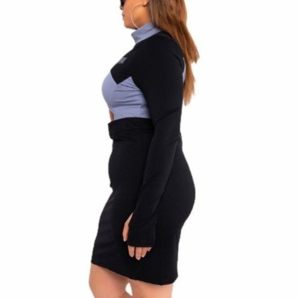 2X Plus Size Bodycon Barcode Cut Out Mini Dress - Picture 6 of 7